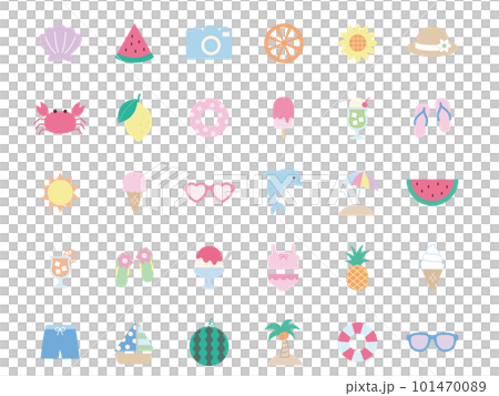 夏季簡單圖標插圖集 夏季簡單圖標插圖集 101470089