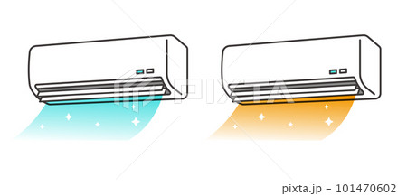 冷房と暖房を出すエアコンのベクターイラスト素材/夏/冬 冷房と暖房を出すエアコンのベクターイラスト素材/夏/冬 101470602