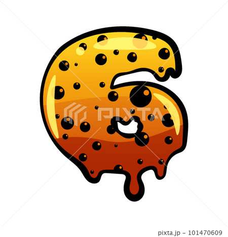 Halloween font number 6 latin alphabet. Orange bubbling colorful spooky 101470609