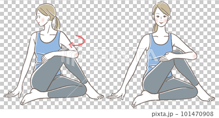 お尻のストレッチをする女性のイラスト 101470908