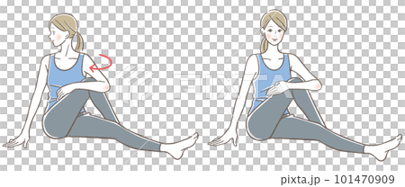 お尻のストレッチをする女性のイラスト 101470909