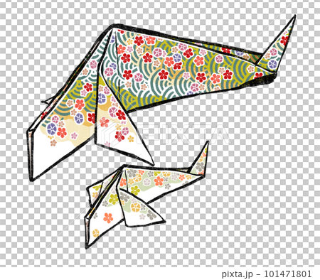 友禅柄の折り紙で作った大きな鯉と小さな鯉 版画風 友禅柄の折り紙で作った大きな鯉と小さな鯉 版画風 101471801