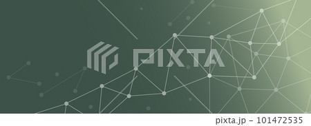 緑色グラデーション背景にシナプスと化学式をイメージした幾何学模様で描かれたバナー用ベクター画像 101472535