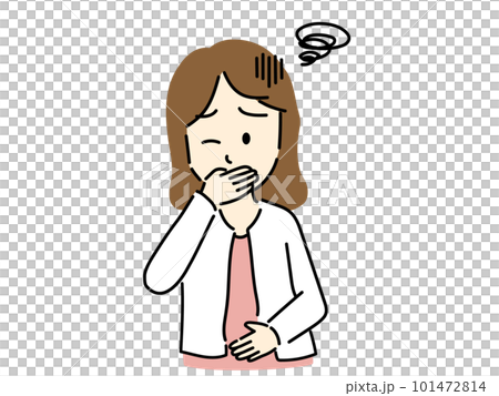 Illustration of a woman suffering from morning sickness 2 101472814