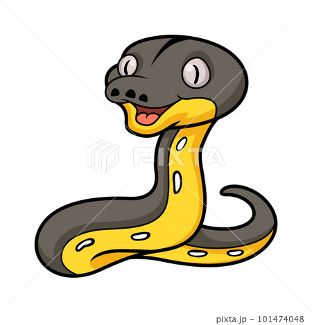 Cute platinum titanium reticulated python cartoon 101474048