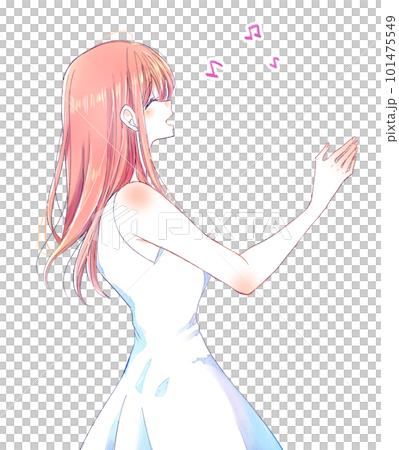 笑顔で歌う女性 101475549