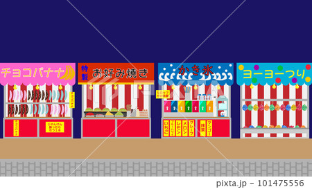 屋台が並んだ背景のイラスト 101475556