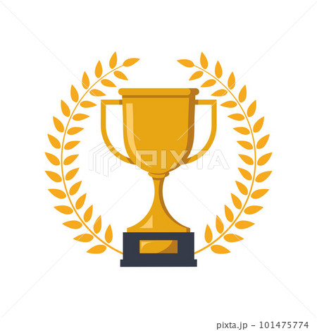 Trophy Cup Vector Flat with laurel wreath Trophy Cup Vector Flat with laurel wreath 101475774