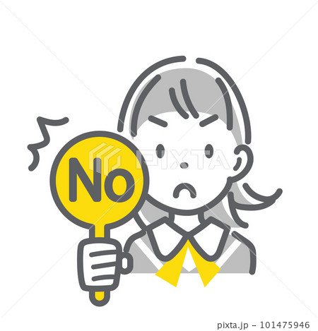 きっぱりと断る女子生徒　拒否　シンプルでお洒落な線画イラスト 101475946