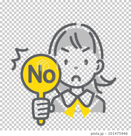 きっぱりと断る女子生徒　拒否　シンプルでお洒落な線画イラスト 101475946