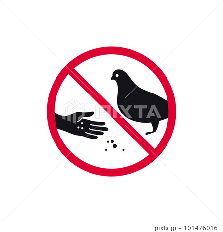 Do not feed birds prohibited sign, forbidden modern round sticker, vector illustration 101476016
