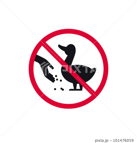 Do not feed birds prohibited sign, forbidden modern round sticker, vector illustration Do not feed birds prohibited sign, forbidden modern round sticker, vector illustration 101476059