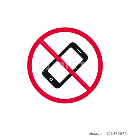 Cell phone prohibited sign, smartphone forbidden modern round sticker, vector illustration 101476070
