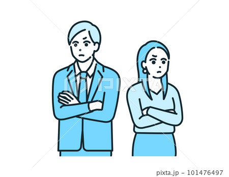 問題を抱えた男女。互いに不満を持つ夫婦のイラスト素材。 101476497