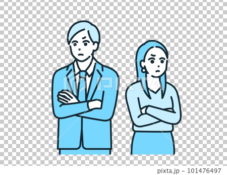 問題を抱えた男女。互いに不満を持つ夫婦のイラスト素材。 101476497
