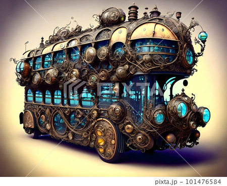 steampunk bus Beautiful futuristic steampunk doubledecker bus | Deep Dream ...