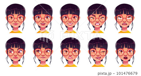 Girl face avatar with different emotion expression 101476679