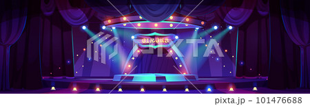 Cartoon night circus ring stage inside background 101476688