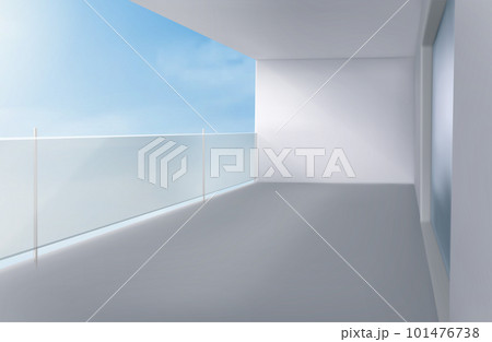 3d glass balcony with window and railing 3d glass balcony with window and railing 101476738