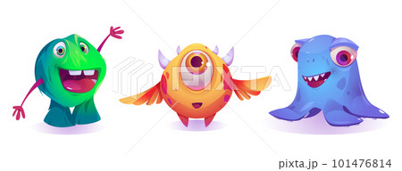 Cartoon set of funny baby monsters 101476814