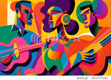 Illustration of abstract musician play music on big concert Created with Generative AI technology. Illustration of abstract musician play music on big concert Created with Generative AI technology. 101477261