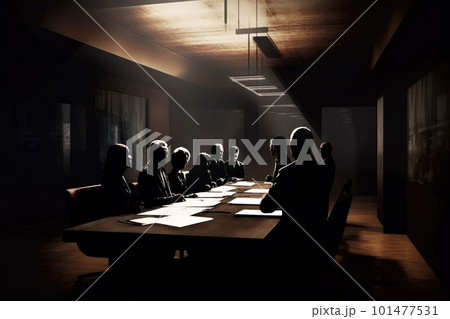 会議室で話し合う人々のシルエット 会議室で話し合う人々のシルエット 101477531