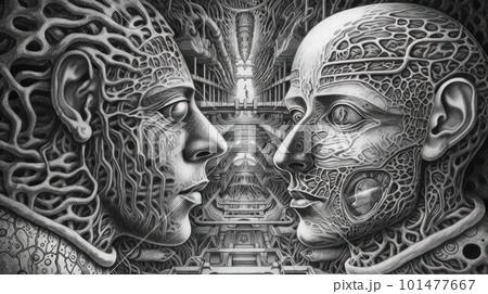 Psychedelic trip created with generative AI technology 101477667