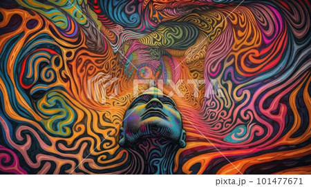 Psychedelic trip created with generative AI technology Psychedelic trip created with generative AI technology 101477671