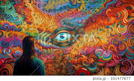 Psychedelic trip created with generative AI technology 101477677