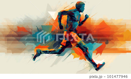 Abstract watercolor-style runner created with generative AI technology Abstract watercolor-style runner created with generative AI technology 101477946