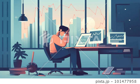 Businessman panics over falling stock market quotes, inflation and business failure created with generative AI technology 101477958