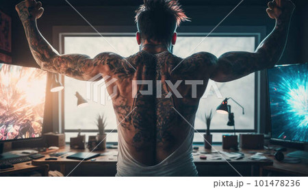 Gamer celebrates winning created with generative AI technology 101478236