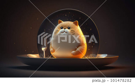 Fat cat asks to eat created with generative AI technology Fat cat asks to eat created with generative AI technology 101478282