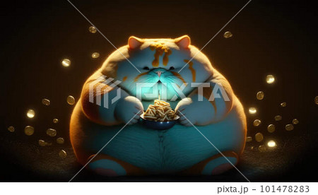 Fat cat asks to eat created with generative AI technology 101478283