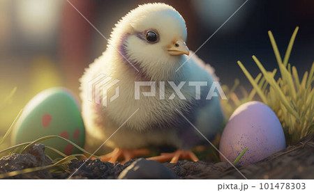 Egg-hatching chicken created with generative AI technology Egg-hatching chicken created with generative AI technology 101478303