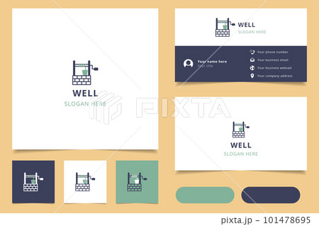 Well logo design with editable slogan. Branding book and business card template. 101478695