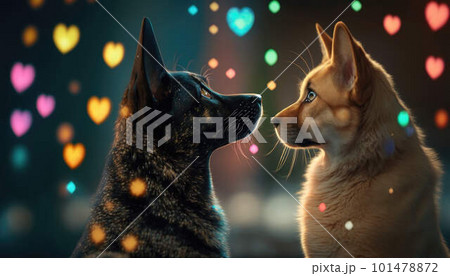 Two Dogs in Love created with generative AI technology 101478872