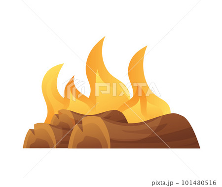 Burning bonfire with wood vector illustration 101480516