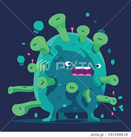 bacteria character blue and green 101480618