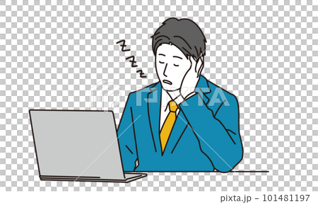 A businessman who can not suppress sleepiness at work 101481197