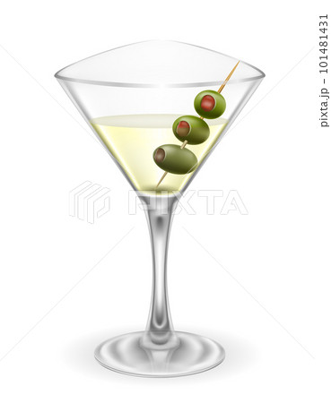 martini cocktail alcoholic drink glass vector illustration 101481431