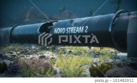 3D render of a damaged pipe Nord Stream 2 101482012
