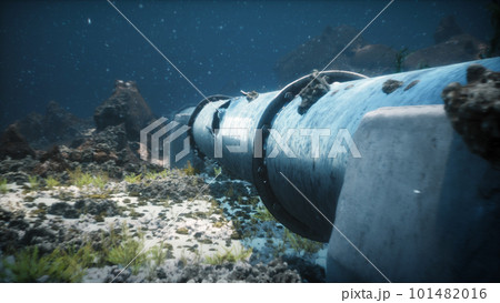 3D Render Of A Damaged Pipe Nord Stream 2のイラスト素材 [101482016] - PIXTA