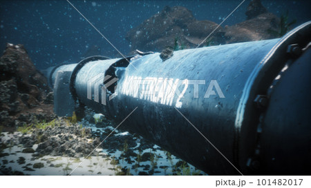 3D Render Of A Damaged Pipe Nord Stream 2のイラスト素材 [101482017] - PIXTA