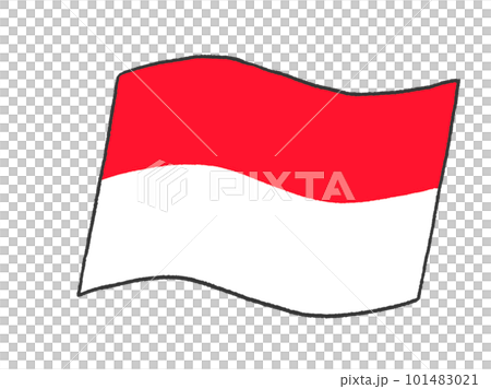 子供が手書きしたようなインドネシア共和国の国旗のイラスト 101483021