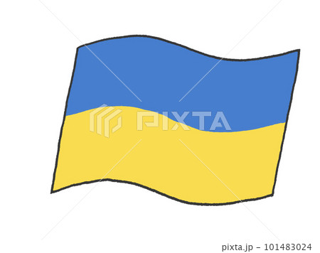 子供が手書きしたようなウクライナの国旗のイラスト 101483024