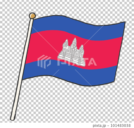 一個孩子手寫的柬埔寨王國國旗的插圖 101483038