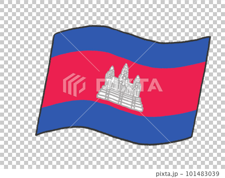 一個孩子手寫的柬埔寨王國國旗的插圖 101483039