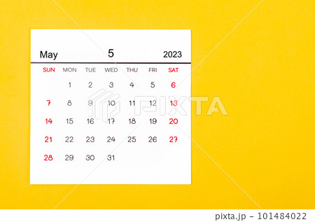 The May 2023 Monthly calendar for 2023 year on yellow background. The May 2023 Monthly calendar for 2023 year on yellow background. 101484022