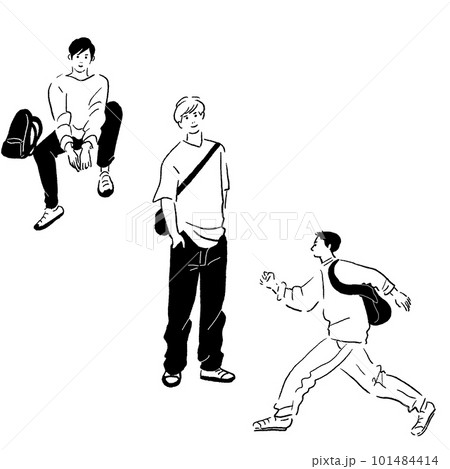 おしゃれな男性の線画ベクターイラストセット 101484414
